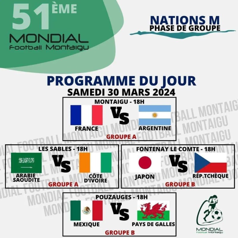 Mondial football de Montaigu 2024 : Le programme du jour en image 